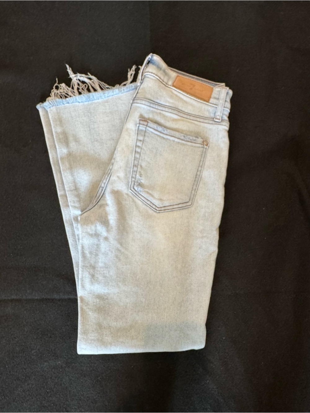 7 For All Mankind Flare Light Blue Denim Jeans Raw Hem - Picture 2 of 8